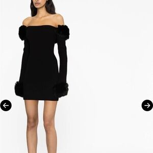 Danielle Guizio Faux-Fur Trim Off-Shoulder Sweater Dress